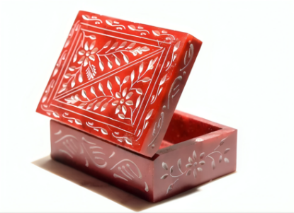 Picture of Standing red Marble Storage Box for Home and Office Size - 6 X 4