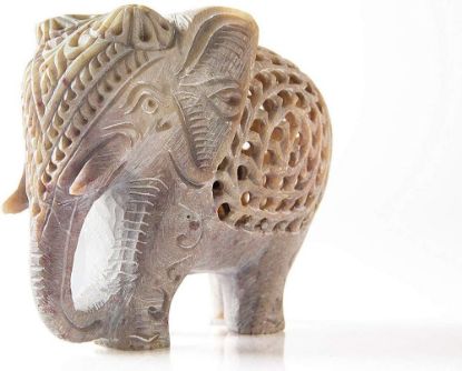 Picture of Gift Handmade Carving 3" inch Soapstone under cut Elephant, For Interior Decor