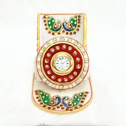 Picture of Mount WHITE MARBLE MOBILE STAND WITH CLOCK