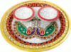Picture of White Round Marble Pooja Thali, Dimension: 9 Inch