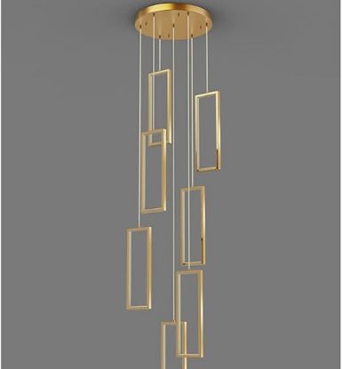 Picture of JMWYH Staircase Chandelier Modern Minimalist Staircase Chandelier Living Room Lighting Creative Restaurant Rotating Duplex Floor Lamp, Height Adjustable
