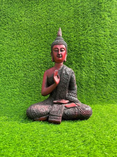 Picture of Buddha idol, 45.5 cm Big Buddha statue, Lord Buddha idol, Resin Buddha Sitting, Handmade Carved Engraved Statue Home Temple Decor