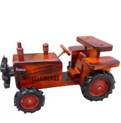 Picture of Handmade Wooden Tractor with Vibrant Finishing Toy & Homedecor