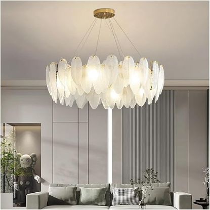 Picture of Modern Ceiling Chandelier Lighting Compatible with Living Dining Room Luxury Art Decor Glass Feather Chandelier Hanging Lamp Lustre,Chandeliers