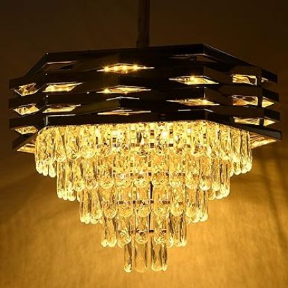 Picture of LED Glass Hanging Chandelier, Gold, Modern