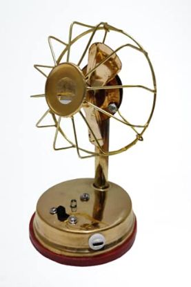 Picture of Trendy Bazaar Brass Table Fan Toy Miniature for Kids and Home Decor(Battery Powered)(Lighting and Working Fan)