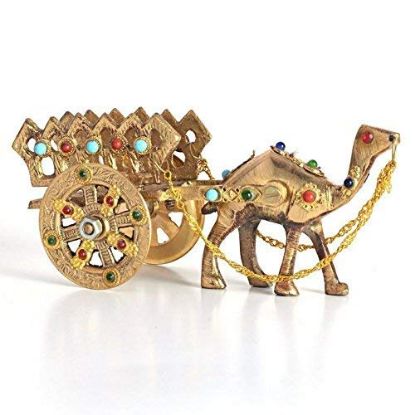 Picture of Fashion Bizz Home Decorative Rajasthani Gemstone Studded Metal Camel Handicraft Figurine with Antique Handmade Stone Work (Gold, Standard, 1 Piece) Brand: Fashion Bizz