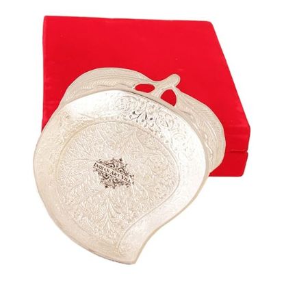 Picture of Embossed Mango Shaped Silver Plated Bowl Dish Tray, Serveware, Diwali Gift Set,