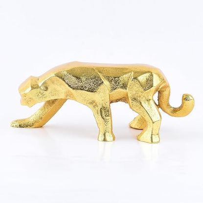 Picture of Decorative Figures Aluminium Jaguar Gold 20 cm Large Animal Figures Sculpture as Table Decoration