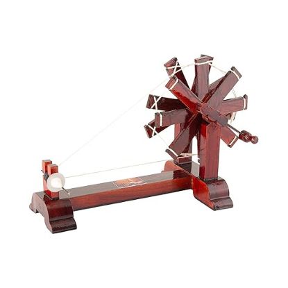 Picture of Wooden Gandhi Ji Charkha Showpiece Home Decor Handmade, Showpiece for Living Room & Office Spinning Wheel Decoration Item