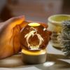 Picture of Galaxy Crystal Ball Night Light Creative Engraved Aesthetic Ball Dim Night Lamp, USB Powered Bed Table Lamp LED Wooden Base for Home Decoration, Birthday, Gifts, Teens