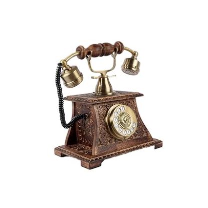 Picture of TrenDec Decorative Telephone with Wooden Base | Rotary Dial Home and Office Telephone | Showpiece for Home and Office | Telephone for Home Décor