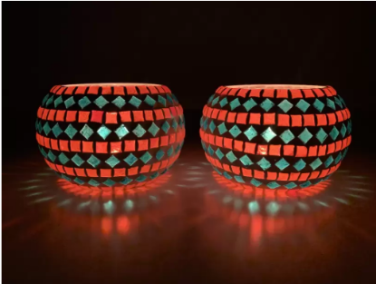 Picture of Candle Holder For Home Décor Glass Tealight Holder Set  (Multicolor, Pack of 2)