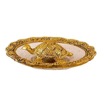Picture of Metal kala Handicraft Aluminium Feng Shui Tortoise on Plate (15*15) for home decor and temple